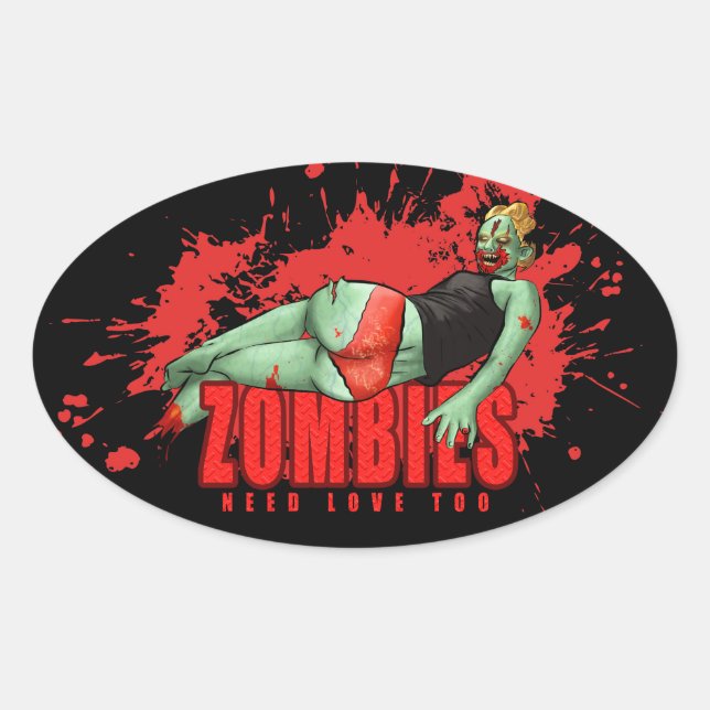 Oval Os Zombies precisam de um adesivo de amor (Frente)