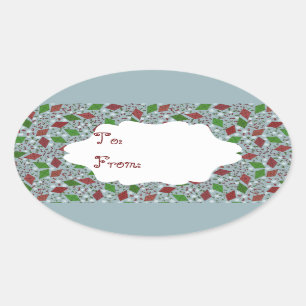 Oval Papagaios de Natal, adesivo de presente