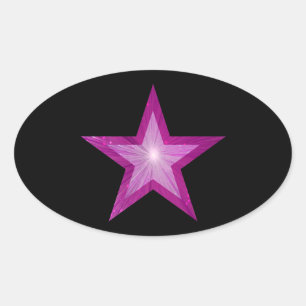 Oval Pink Star adesivo preto