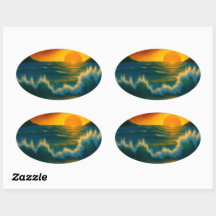 Pôr do Sol Surf – Adesivo de Arte de Onda do Ocean