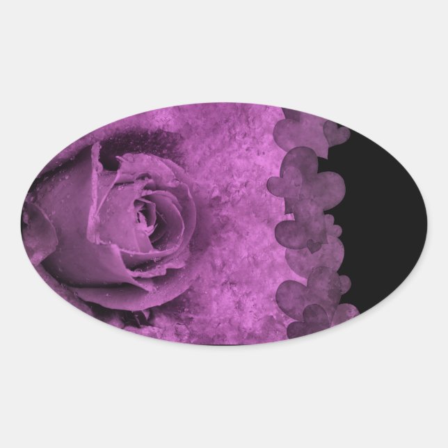 Oval Rosa púrpura e adesivo de coração (Frente)