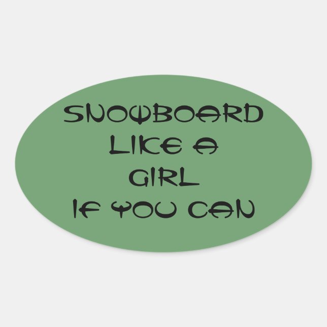 Oval snowboard como um adesivo de menina (Frente)