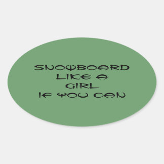 Oval snowboard como um adesivo de menina