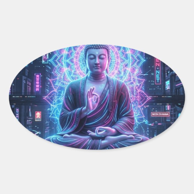 Oval Sukiti Buddha Adesivo Dhamma Moderno (Frente)