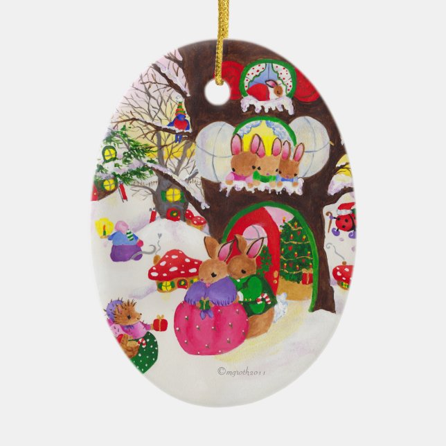 Oval Woodland Enfeites de natal (Frente)