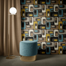 Ovals Mod Retro Azul Marrom Mostarda Bege Preto