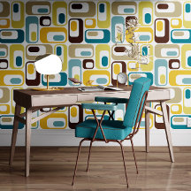 Ovals Mod Retro Azul Turquesa Marrom Mostarda Amar