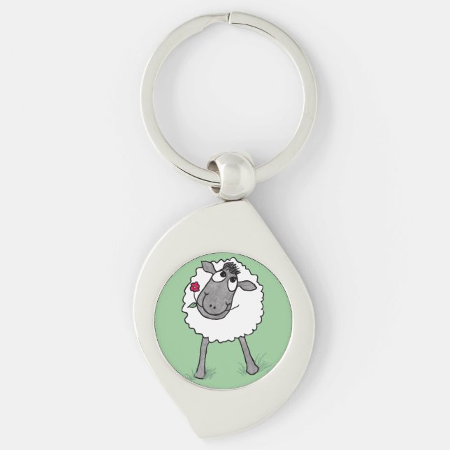 Ovelha de Bobo divertida com ventilador, Chaveiro  (Frente)