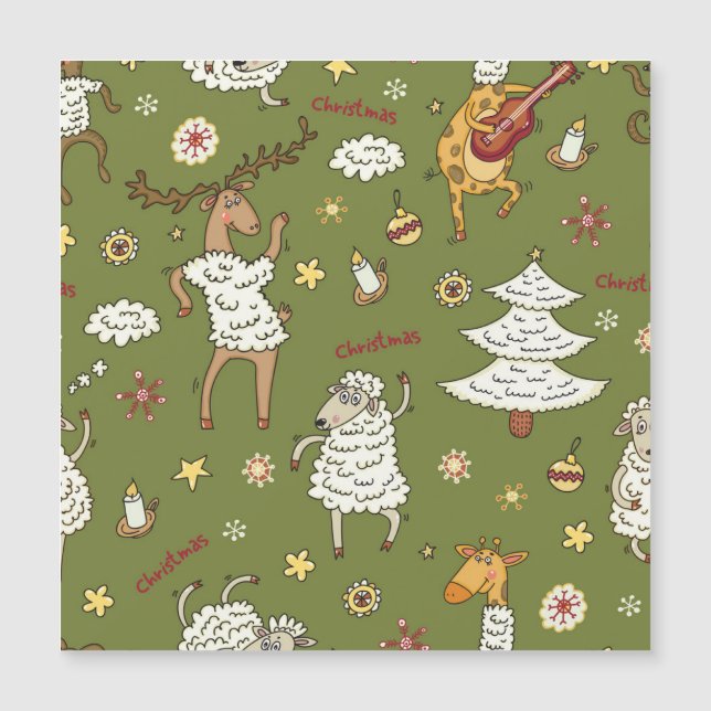 Ovelha de Natal: Ilustração de Vintagem Animal. (Frente)