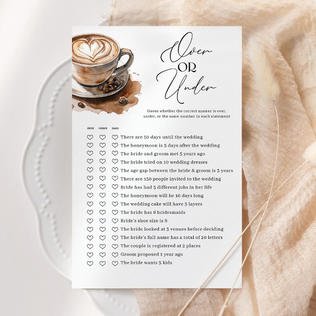 Over or Under Coffee Bridal Shower Game (Criador carregado)