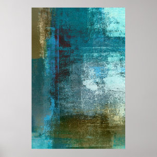 'Oversight' Teal Abstrato Art Impressão