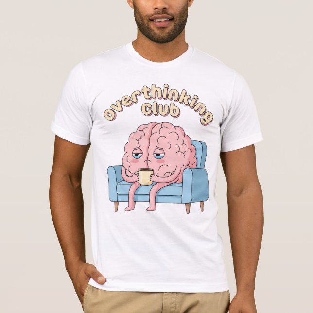 Overthinking Club – Minimal Funny Brain T-Shirt (Frente)
