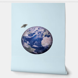 OVNI voando no passado da Terra no céu azul