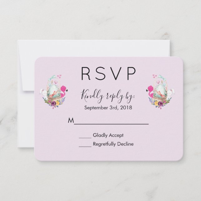 Ovo bonito numa cesta com Flamingo e Bunny RSVP (Frente)