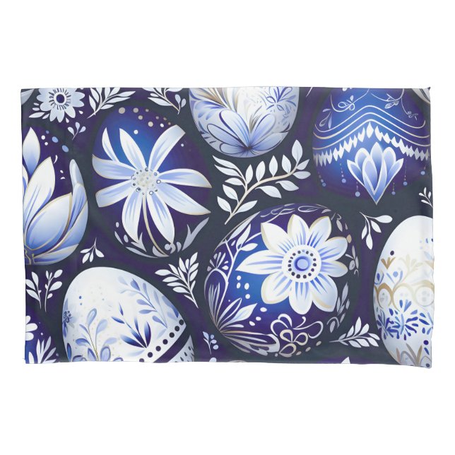 Ovo de Páscoa Floral Azul Escandinavo (Frente)