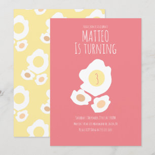 Ovo Frito Transformando Três Convite De Aniversá