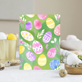 Ovos de Páscoa | Cartão Bonito de Aquarela Pastel