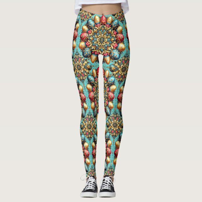OVOS DE PÁSCOA ~ Multicolorido 3D ~ Leggings (Frente)