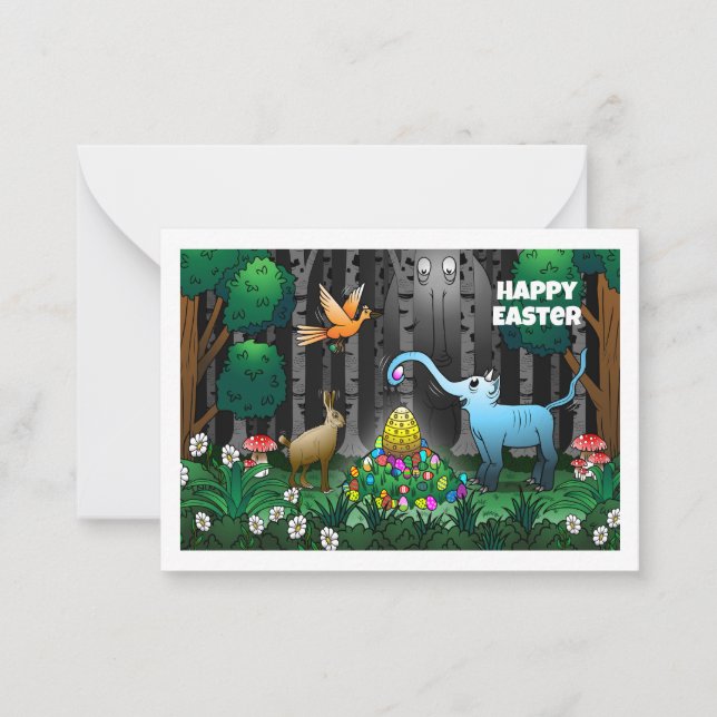 Ovos de Páscoa no Cartão de Nota de Florestas (Frente)