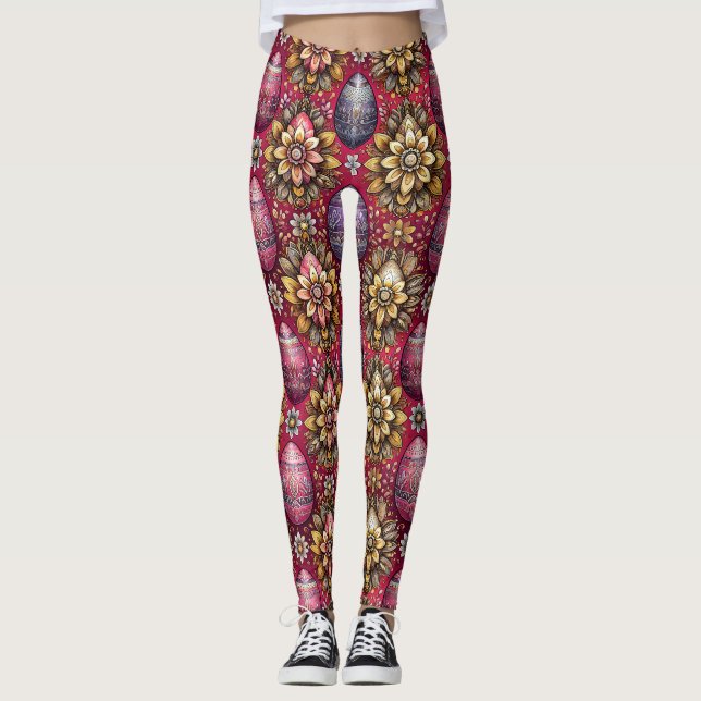 OVOS DE PÁSCOA ~ Raspberry Lavender 3D ~ Leggings (Frente)