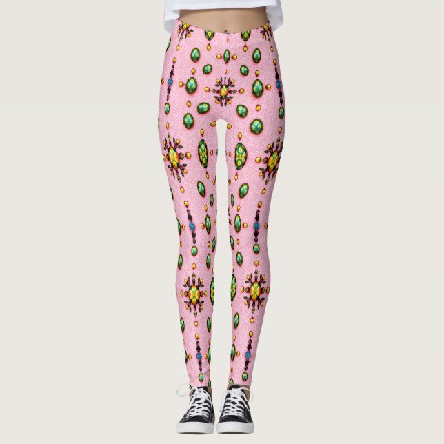 OVOS DE PÁSCOA ~ Rosa Verde 3D ~ Leggings (Frente)