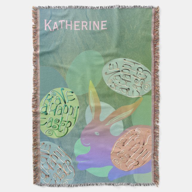 Ovos de Pastel Coelho da Páscoa Jogam cobertor (Frente Vertical)