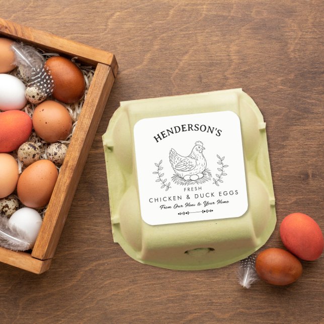 Ovos Frescos da Fazenda etiqueta com Nome Personal (Criador carregado)
