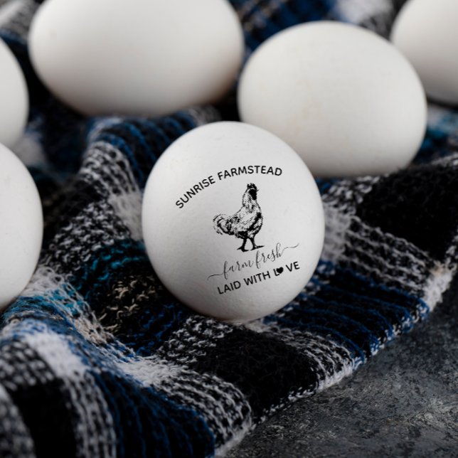 Ovos Frescos de fazenda | Carimbo Monograma Engraç (Criador carregado)
