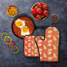 Ovos secos com pimentos de sino laranja-vermelho