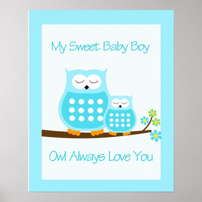 OWL Always Love you (Blue) WALL ART IMPRESSÃO 16x2 (Frente)