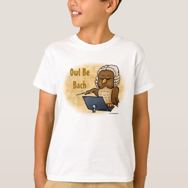 Owl Be Bach Funny Kids T-Shirt (Frente)