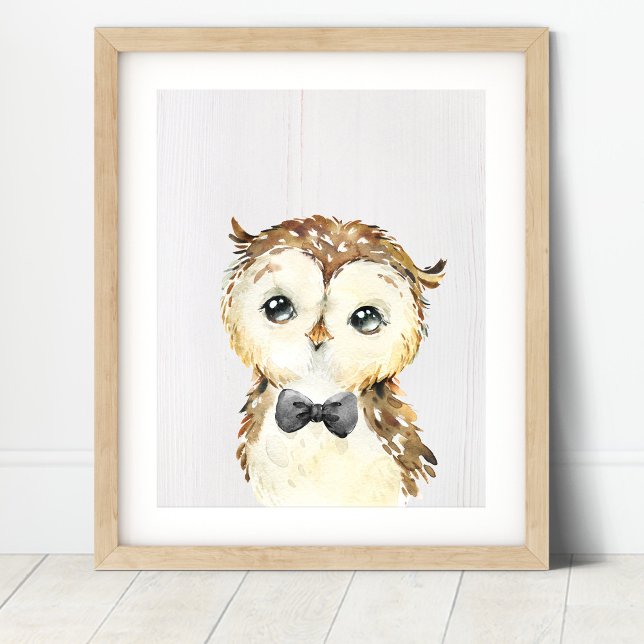 Owl Bowtie Woodland Nursery Art Impressão (Criador carregado)