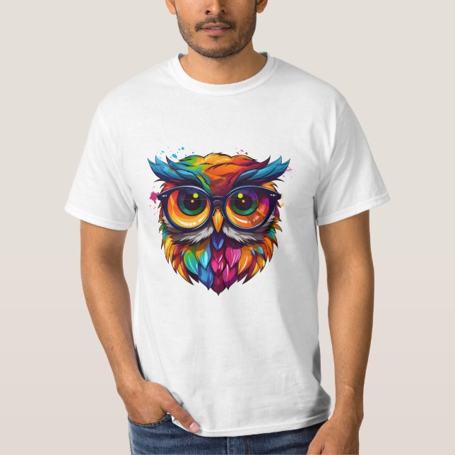 Owl Librarian: arte colorido de camisetas Grafites (Frente)