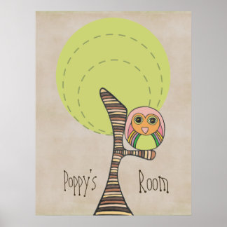 Owl Tree Baby Nursery Kids Room Poster
