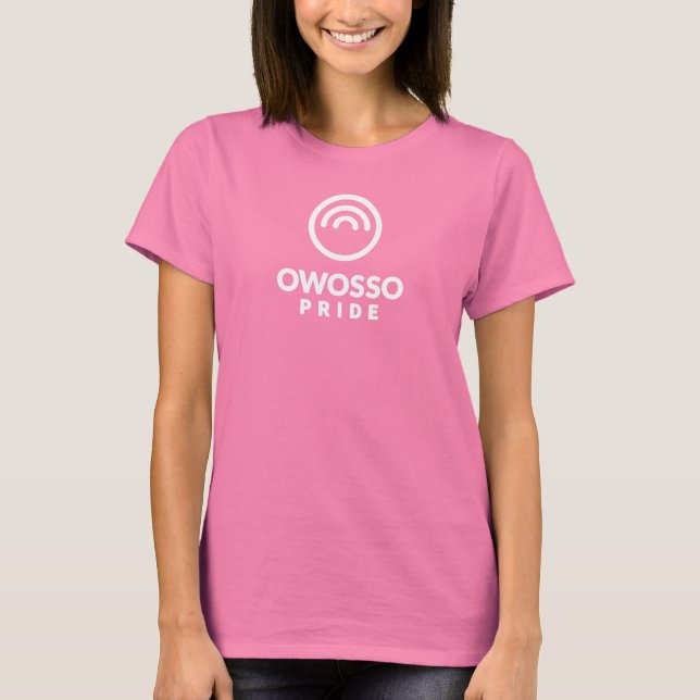 Owosso Pride Womens Logotipo Branco T-Shirt (Frente)