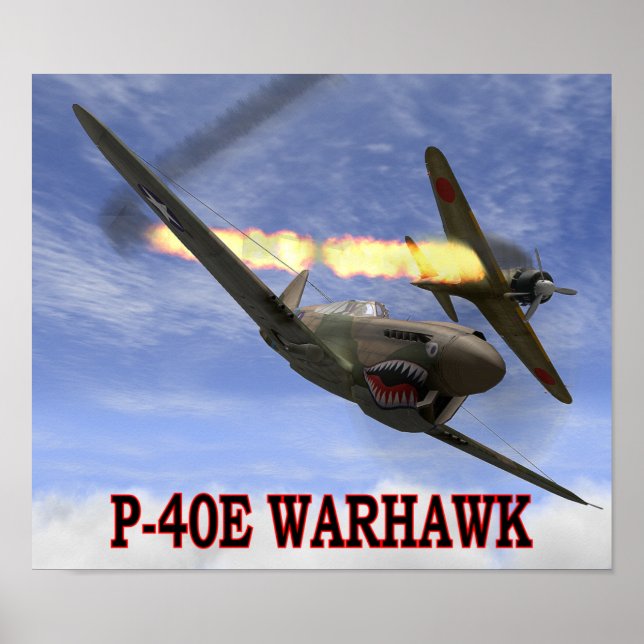 P-40 WARHAWK vs A6M2 ZERO POSTER (Frente)
