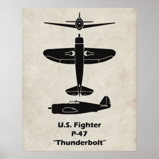 P-47 Thunderbolt Avião Poster e Decor