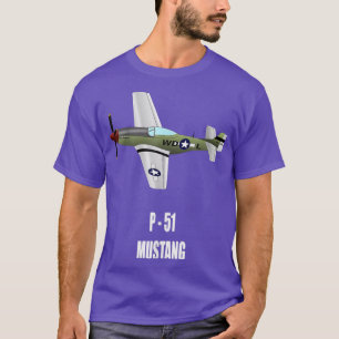 P-51 CAMISA DE AVIÕES MILITARES DA GUERRA MUNDIAL
