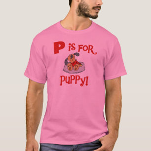 P é para o camiseta e os presentes do filhote de