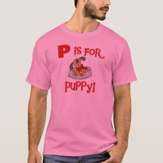 P é para o camiseta e os presentes do filhote de