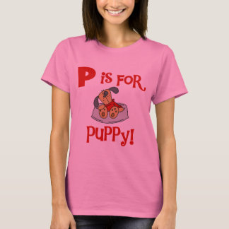 P é para o camiseta e os presentes do filhote de