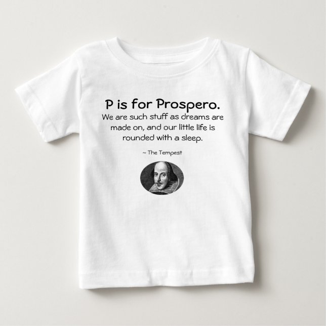 P é para Prospero ・ Uma Pequena Camisa Shakespeare (Frente)