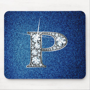 P Faux-"Diamond Bling" em Denim Mousepad