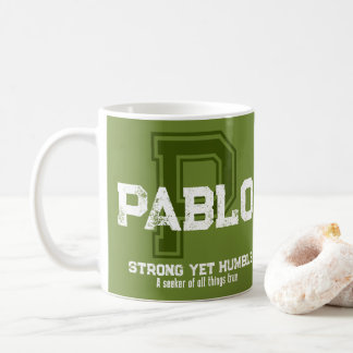 Pablo significa caneca de café verde monograma