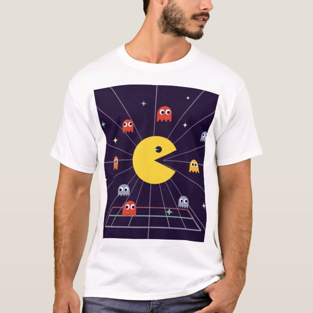 Pac-Man Space T-Shirt – Retro Arcade Gaming Tee (Frente)