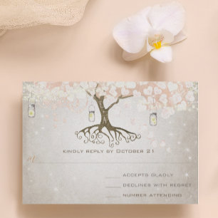 Pachy Pink Heart Leaf Weding RSVP