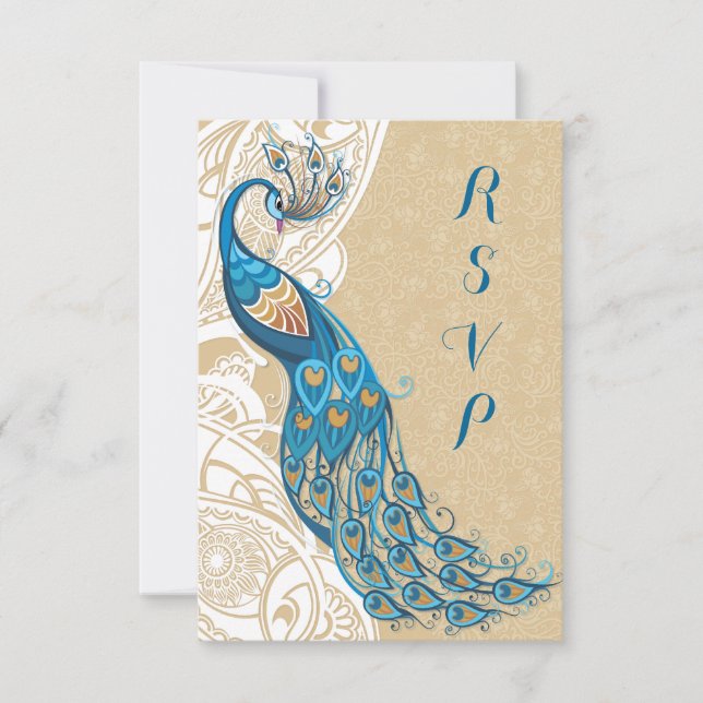 Pacock Lace Elegance 2 Wedding RSVP (Frente)