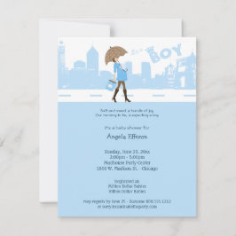 Pacote azul de convite do chá de fraldas da