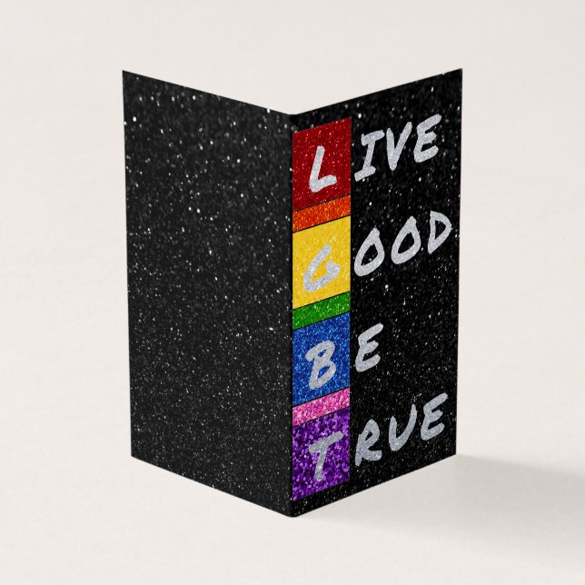 Pacote de 25 Cartões LGBT Glitter Live Good Be Tru (Exterior)