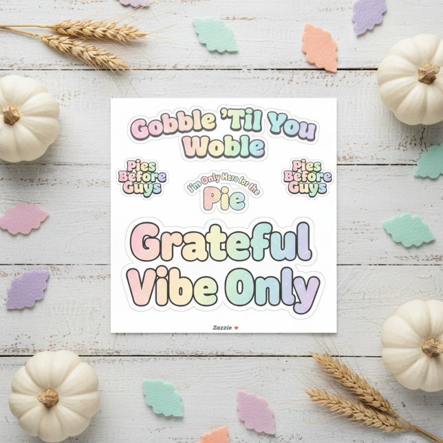 Pacote de Adesivos de Ação de Graças Pastel (Pastel Rainbow Thanksgiving Holiday Sticker Pack)
